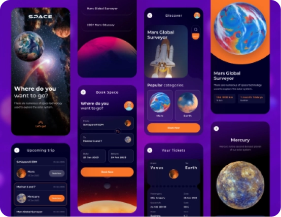 Space Travel Mobile App Design